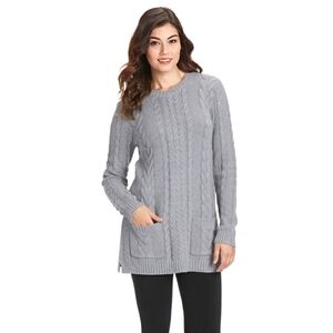 Jeanne Pierre 100% Cotton Cable Knit Sweater Dress/Tunic Sz L